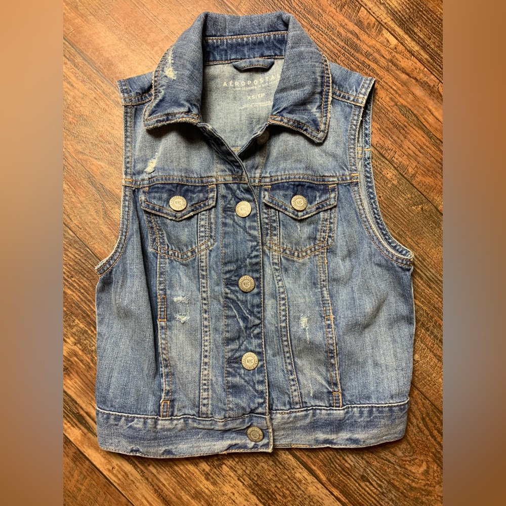 Women’s Jean Vest XS Aero Boho Layers denim